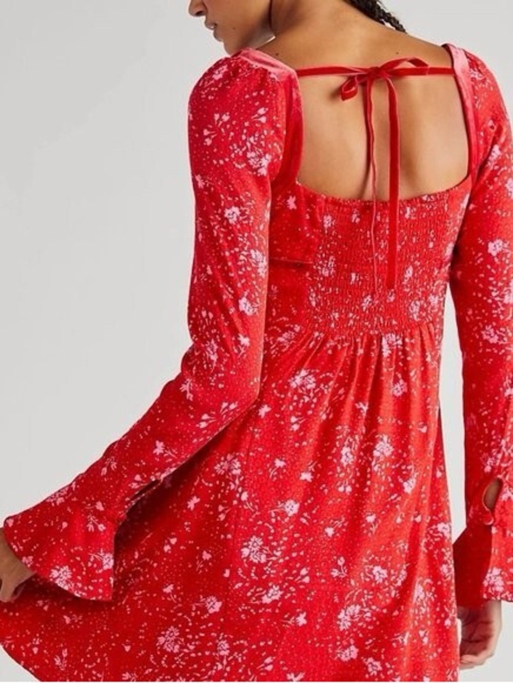 Free people Tesa floral velvet trim mini dress